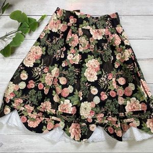 Floral Skirt, Scalloped, EGL, Gothic, sweet Lolita style